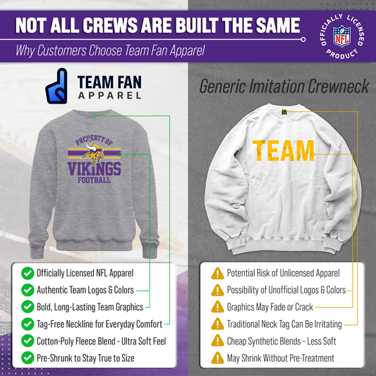 Minnesota Vikings NFL Property Of Crewneck Sweatshirt - Sport Gray