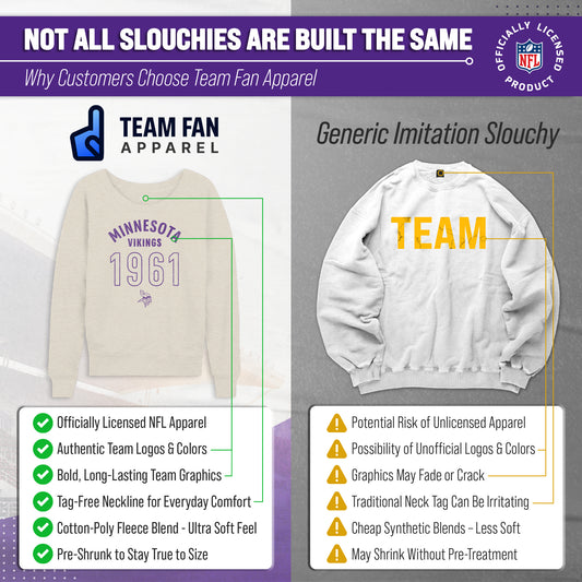 Minnesota Vikings NFL Womens Big Date French Terry Slouchy Top - Natural