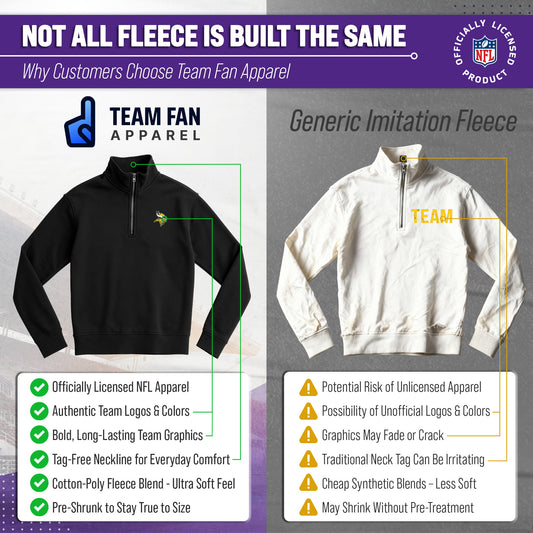 Minnesota Vikings NFL Quarter Zip Fleece Pullover Unisex Sweatshirt - Black