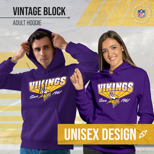 Minnesota Vikings Vintage Block Fleece Hoodie - Purple