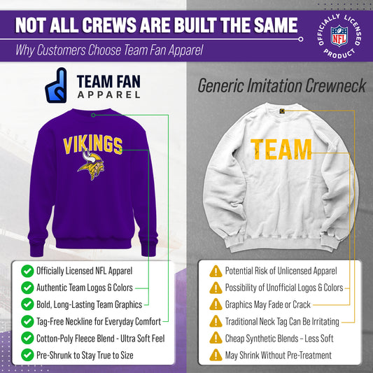 Minnesota Vikings NFL Home Team Fleece Crewneck Sweatshirt Men Women - Purple