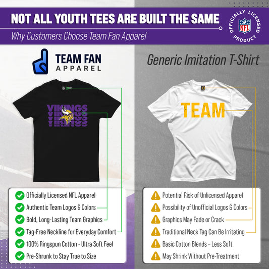Minnesota Vikings NFL Youth Repeating Logo Football T-Shirt - Black
