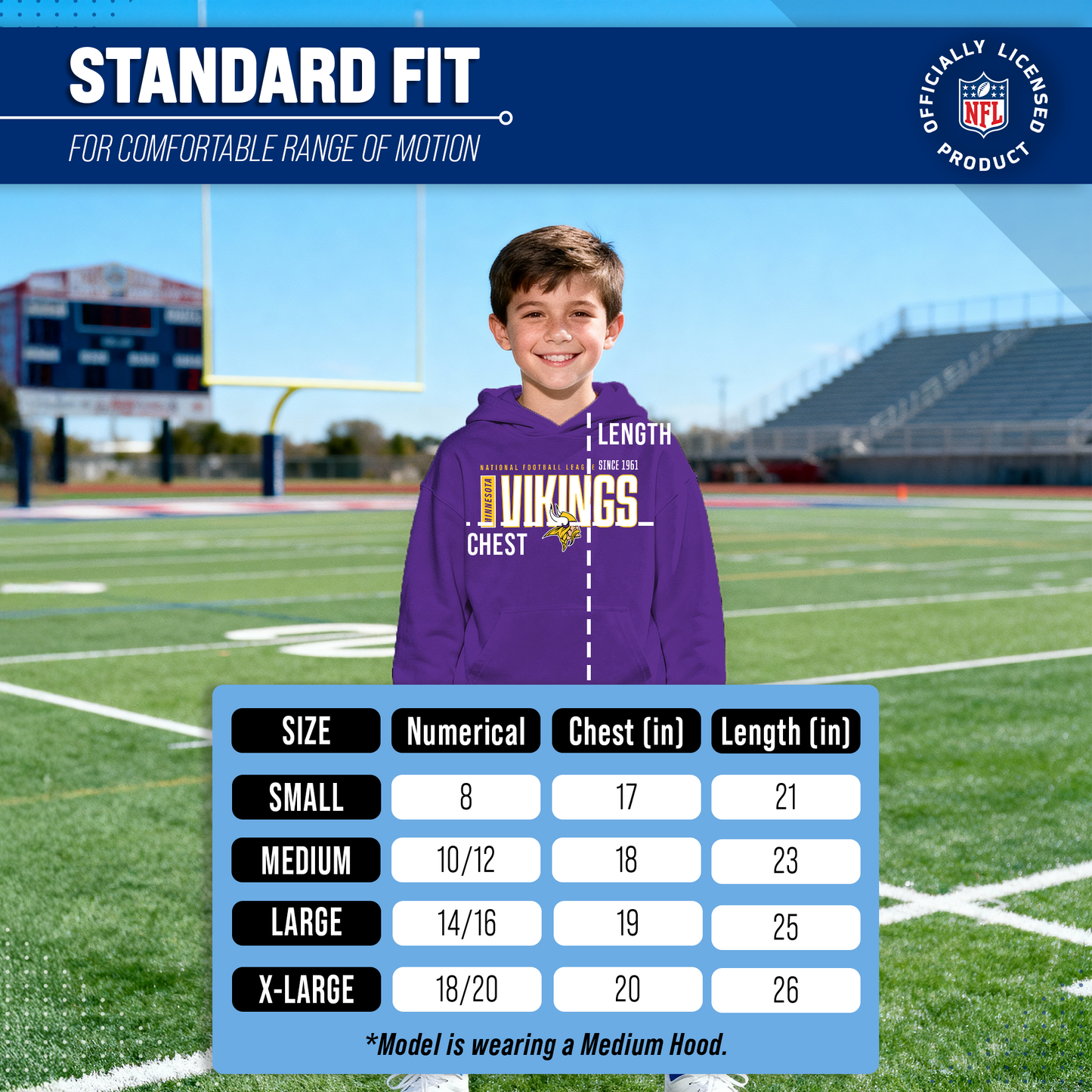 Minnesota Vikings NFL Youth Modern Endzone Football Fleece Hooded Sweatshirt - Purple