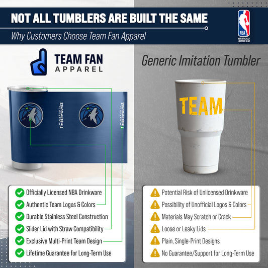 Minnesota Timberwolves NBA Basketball 20oz Stainless Steel Vacuum Insulated Game Day Tumbler with Silicone Grip - Navy