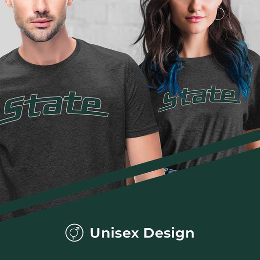Michigan State Spartans NCAA Cotton Blend Charcoal T-Shirt Men Women - Charcoal
