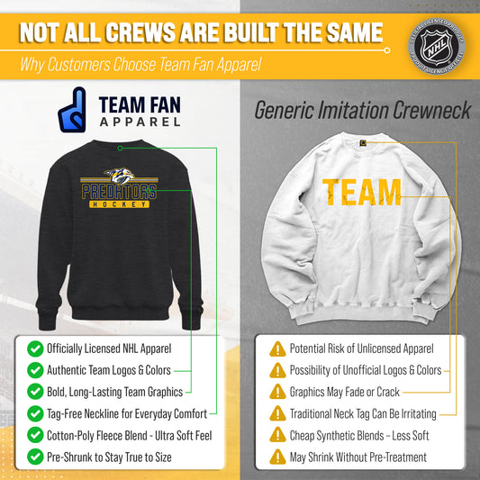 Nashville Predators NHL True Fan Fleece Crewneck Sweatshirt Men Women - Charcoal