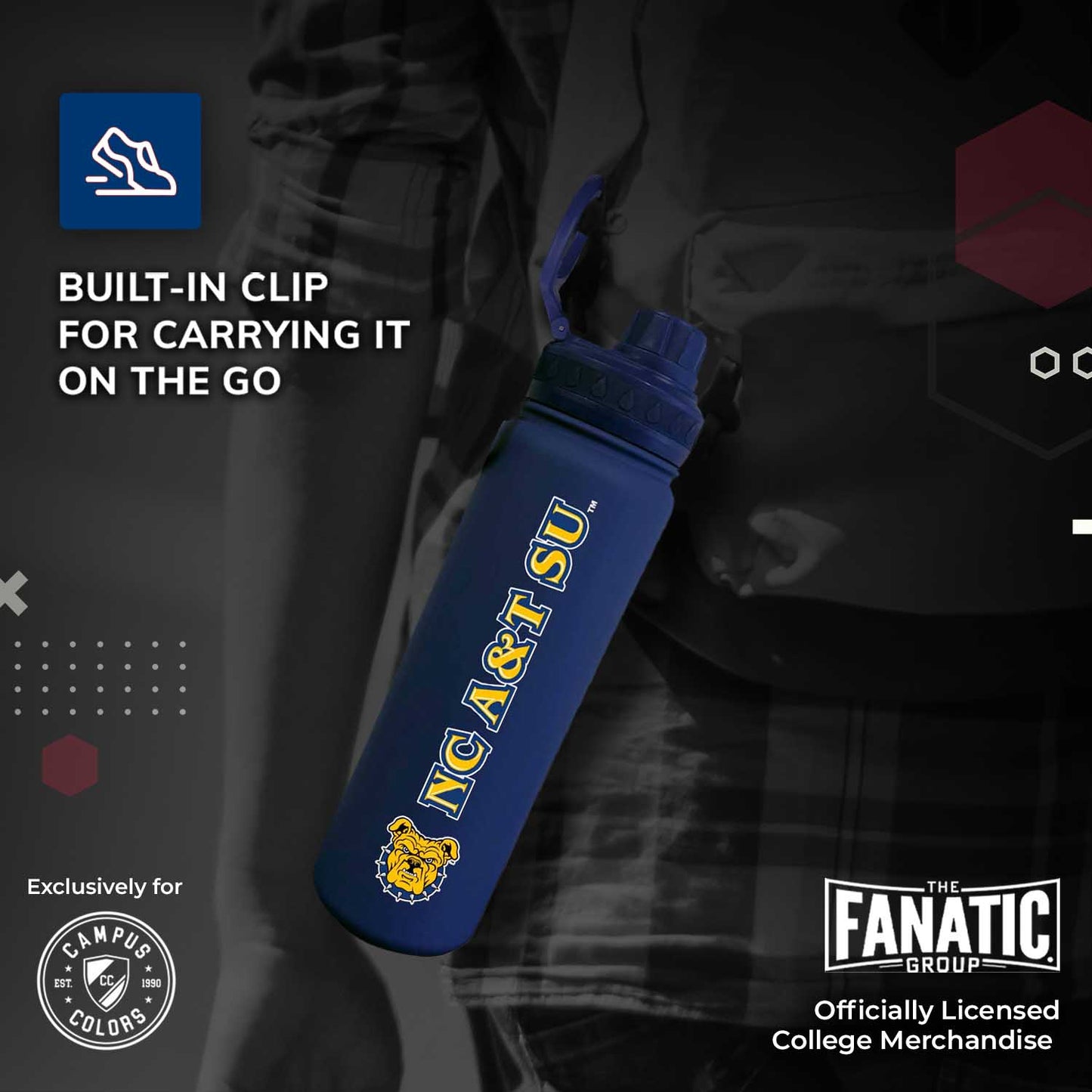 North Carolina A&T State University NCAA Stainless Steel Water Bottle - Navy
