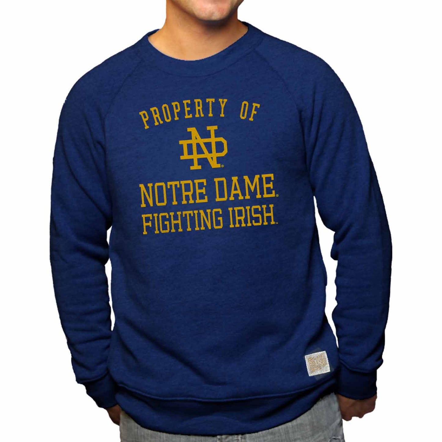 Notre Dame Fighting Irish Property Of Tri-blend Crewneck Sweatshirt - Navy