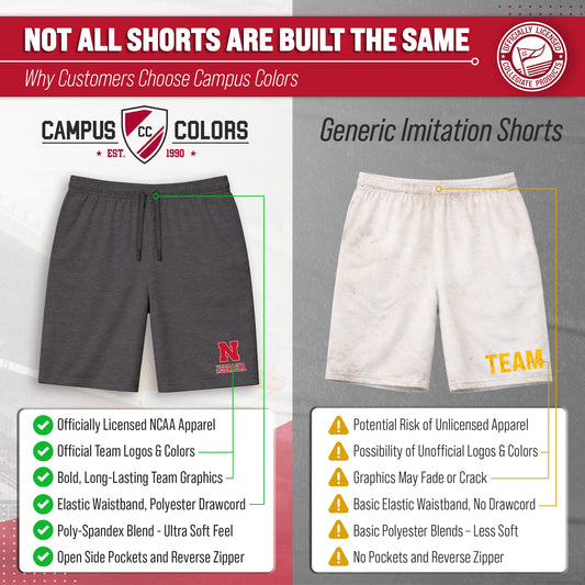 Nebraska Cornhuskers NCAA Men’s University Athletic Performance Shorts - Black Heather