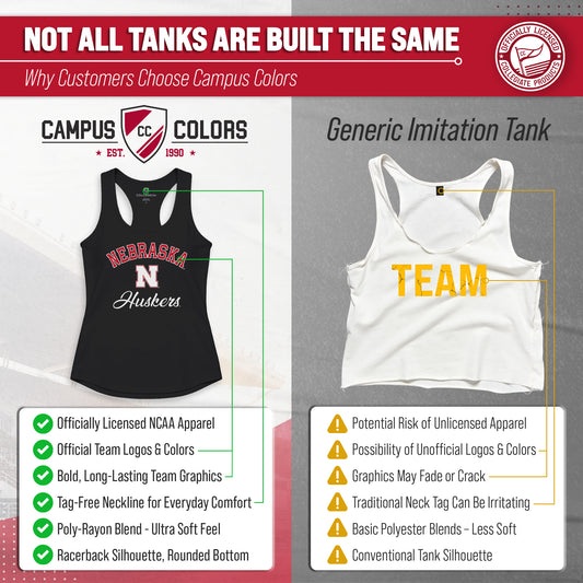 Nebraska Cornhuskers Women's Tailgate Racerback Tank Top NCAA Licensed - Black Heather