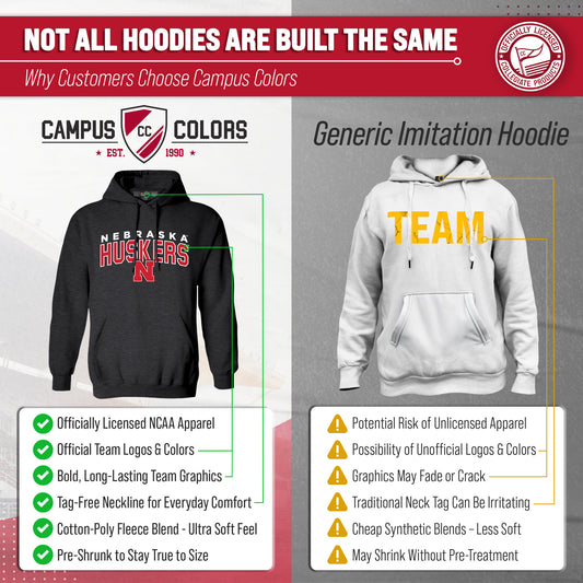 Nebraska Cornhuskers Hoodie Heathered Fleece Sweatshirt - Black Heather