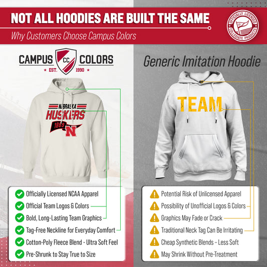 Nebraska Cornhuskers NCAA Varsity Club Pennant Hoodie Fleece Men Women - Off White