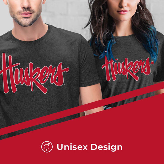 Nebraska Cornhuskers NCAA Cotton Blend Charcoal T-Shirt Men Women - Charcoal