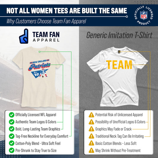New England Patriots NFL Womens Vintage Charm T-Shirt Short Sleeve - Birch