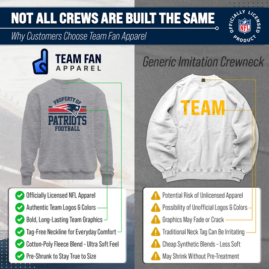New England Patriots NFL Property Of Crewneck Sweatshirt - Sport Gray