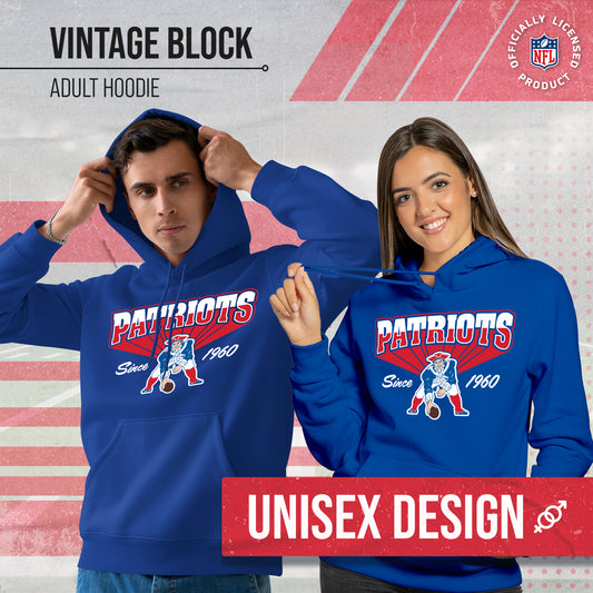 New England Patriots Vintage Block Fleece Hoodie - Royal