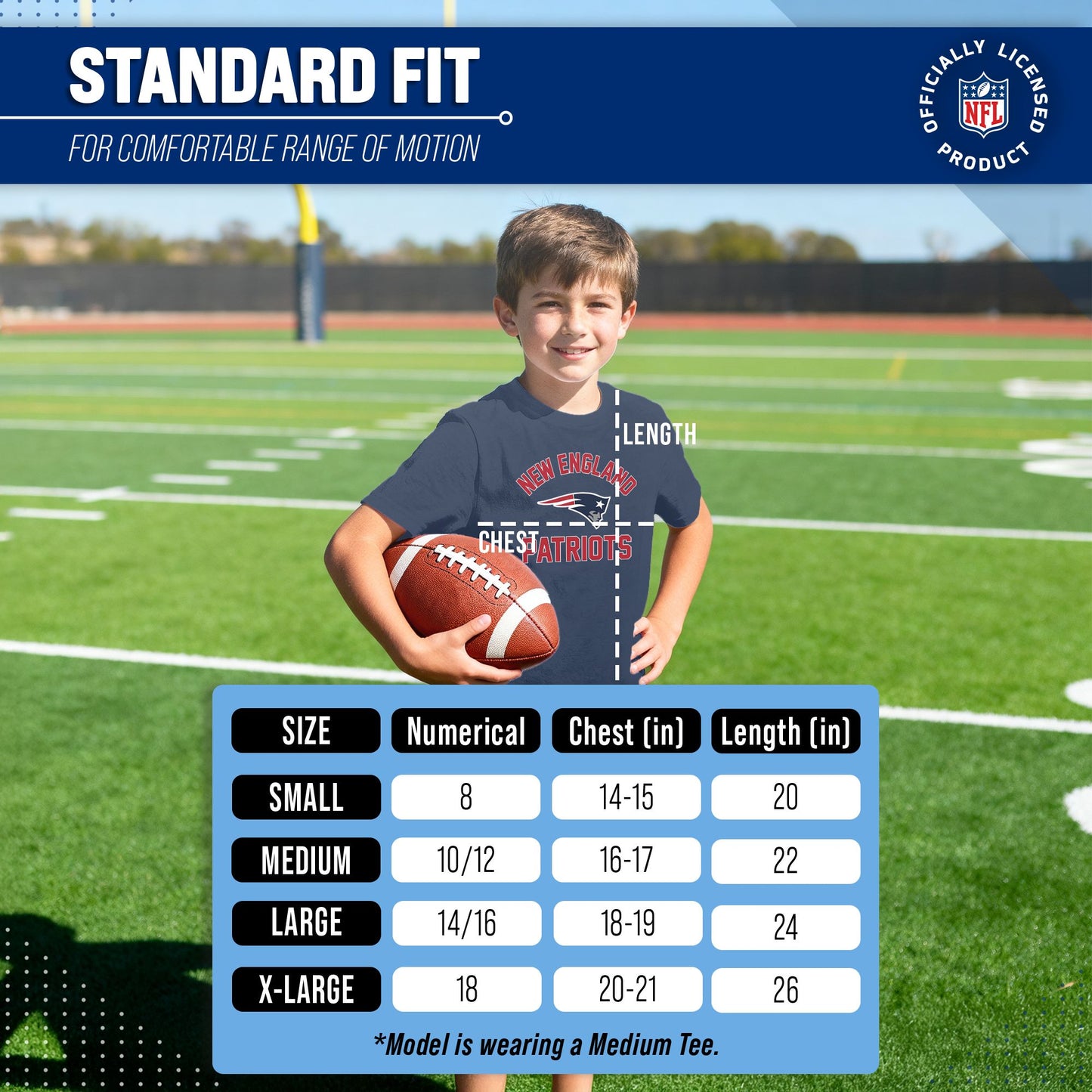New England Patriots Youth NFL Football T-Shirt - Navy