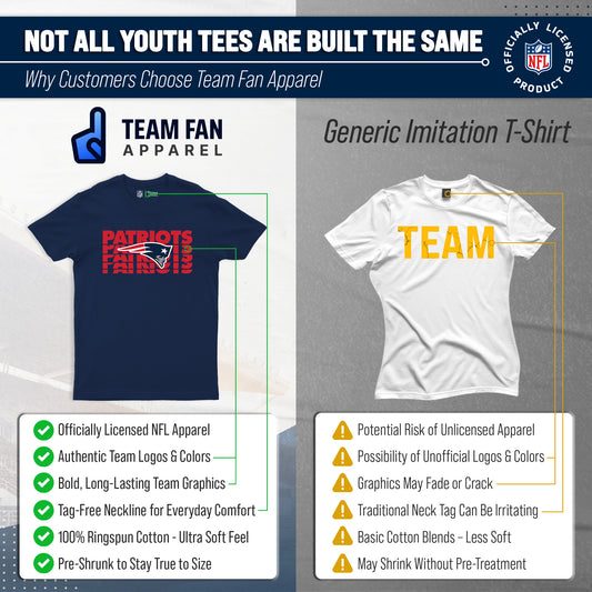 New England Patriots NFL Youth Repeating Logo Football T-Shirt - Navy