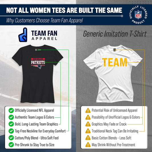 New England Patriots Women's NFL Charcoal T-Shirt Short Sleeve - Charcoal