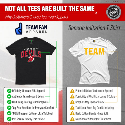 New Jersey Devils Devils T-Shirt Heathered Cotton Tee for Men and Women - Black Heather