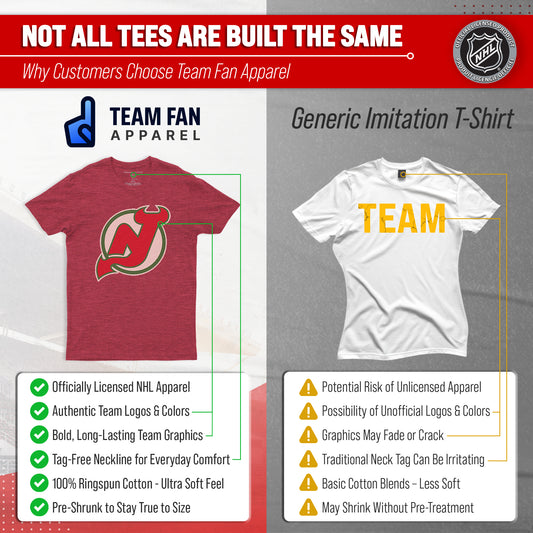 New Jersey Devils Retro Logo T-Shirt Men Women Vintage Heathered Tee - Red Heather