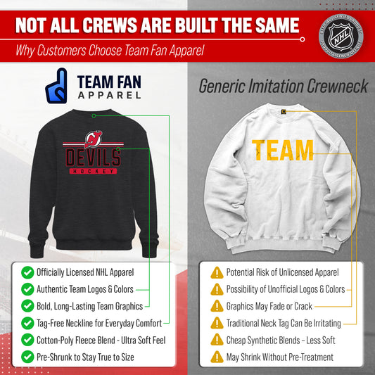 New Jersey Devils NHL True Fan Fleece Crewneck Sweatshirt Men Women - Charcoal