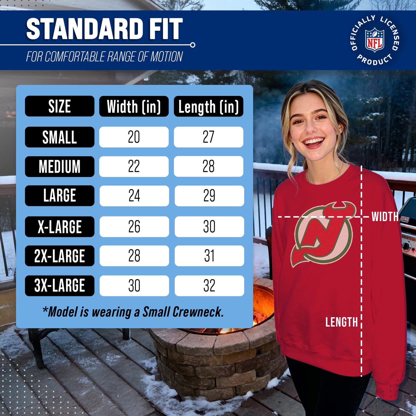New Jersey Devils Adult NHL Retro Logo Hockey Fleece Crewneck Sweatshirt - Red Heather