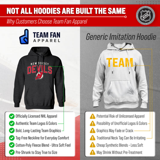 New Jersey Devils Devils Hoodie Fleece Sweatshirt for Men and Women - Black Heather