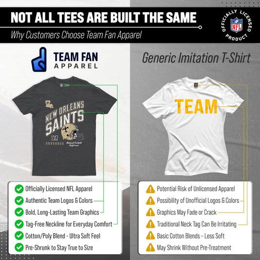 New Orleans Saints NFL Distressed Helmet Tee - Heather Charcoal