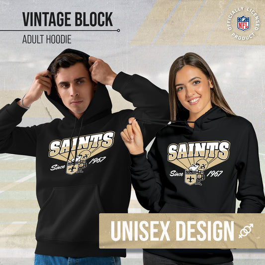 New Orleans Saints Vintage Block Fleece Hoodie - Black