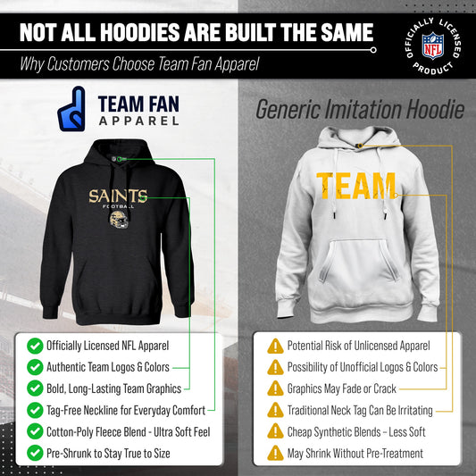 New Orleans Saints Adult NFL Football Helmet Heather Hooded Sweatshirt - Charcoal