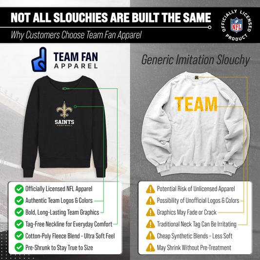 New Orleans Saints NFL Womens Ultimate Fan French Terry Slouchy Top- Raglan Sleeves - Charcoal