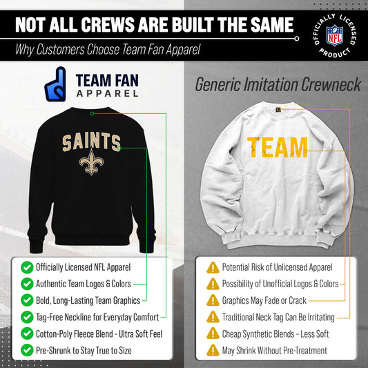 New Orleans Saints NFL Home Team Fleece Crewneck Sweatshirt Men Women - Black
