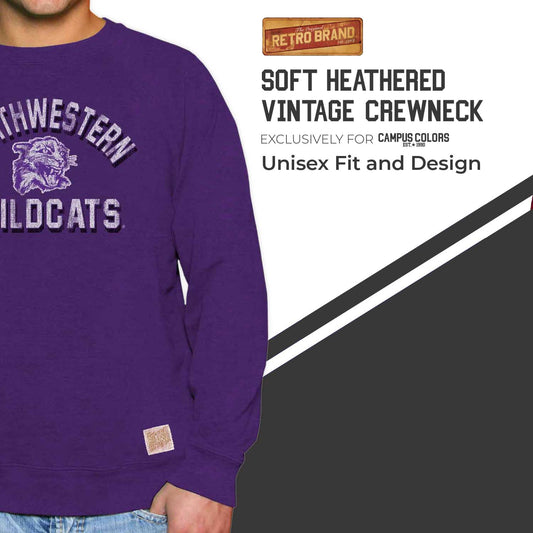 Northwestern Wildcats Original Retro Brand NCAA Crewneck Sweatshirt - Purple