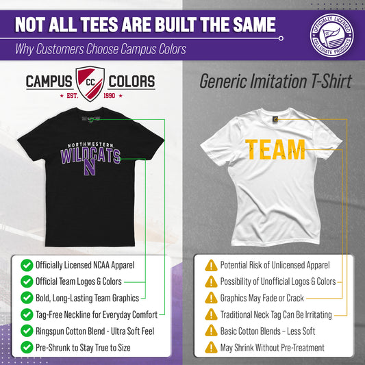 Northwestern Wildcats T-Shirt Heathered for Men and Women - Black Heather