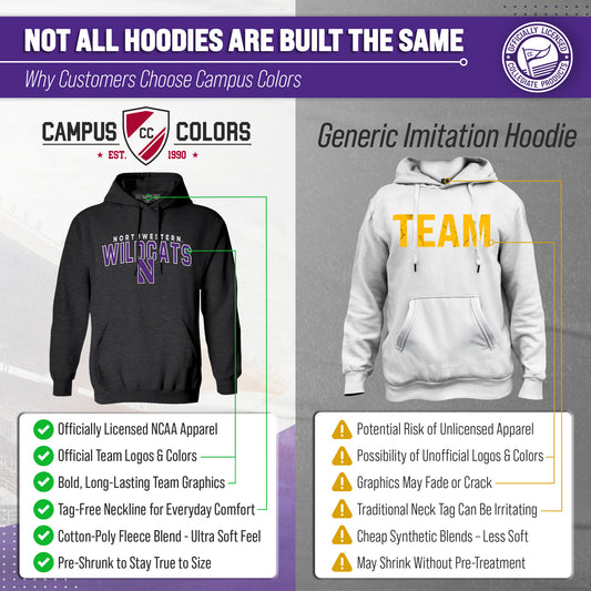 Northwestern Wildcats Hoodie Heathered Fleece Sweatshirt - Black Heather