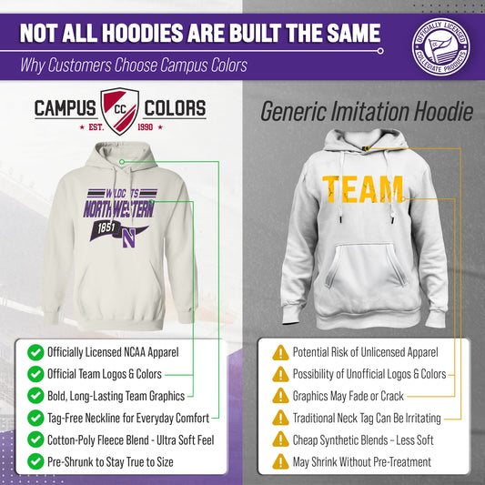 Northwestern Wildcats NCAA Varsity Club Pennant Hoodie Fleece Men Women - Off White