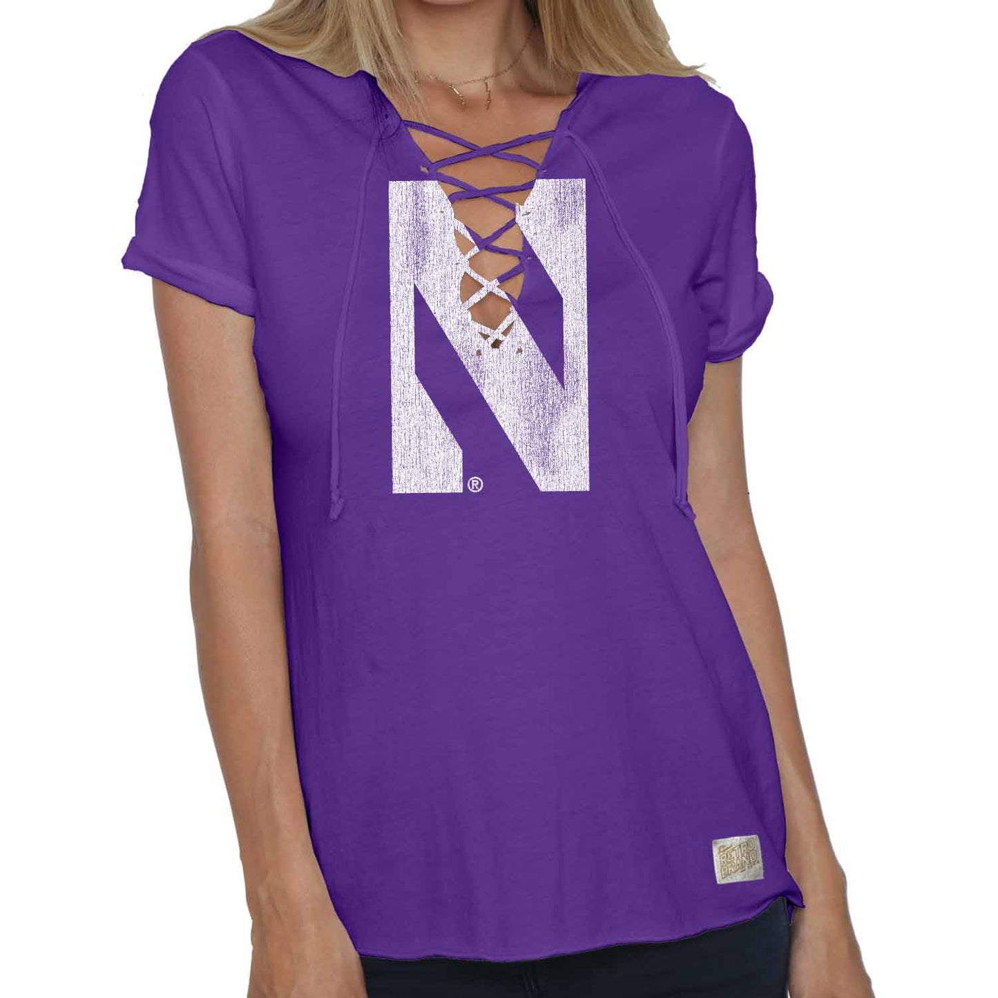 Northwestern Wildcats Womens Vintage Lace Up Shirt - Purple