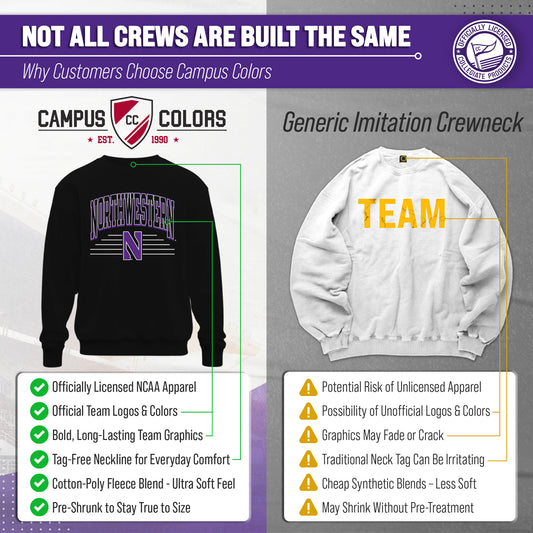 Northwestern Wildcats NCAA Overtime Classics Crewneck Sweatshirt Men Women - Black