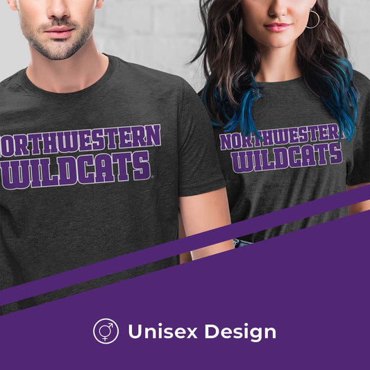 Northwestern Wildcats NCAA Cotton Blend Charcoal T-Shirt Men Women - Charcoal