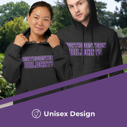 Northwestern Wildcats NCAA Fan Hoodie Sweatshirt Men Women - Charcoal