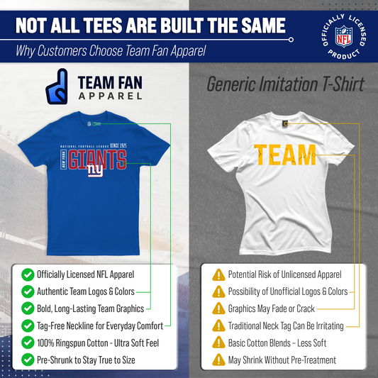 New York Giants NFL Shirt Men Women Unisex Tag-Free Cotton Gameday Tee - Royal