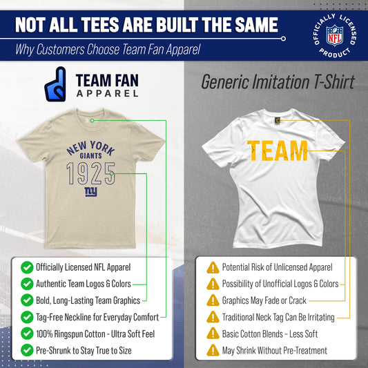 New York Giants Big Date Tag-Less T-Shirt - Natural