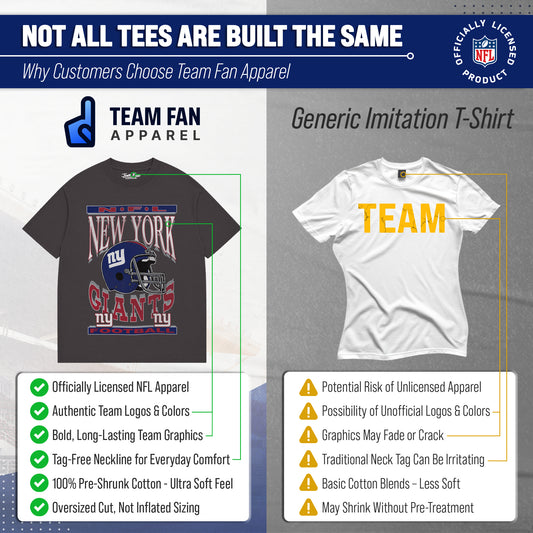 New York Giants NFL Franchise Oversized Cotton Tee Men Fan Short Sleeve - Black
