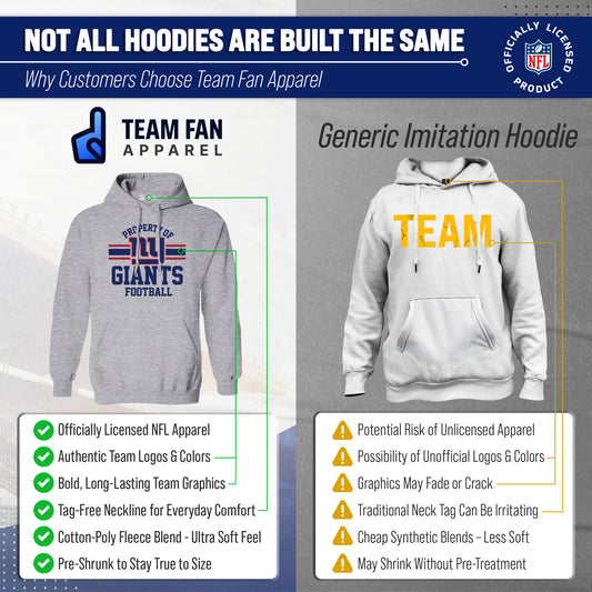 New York Giants NFL Adult Property Of Hooded Sweatshirt - Sport Gray