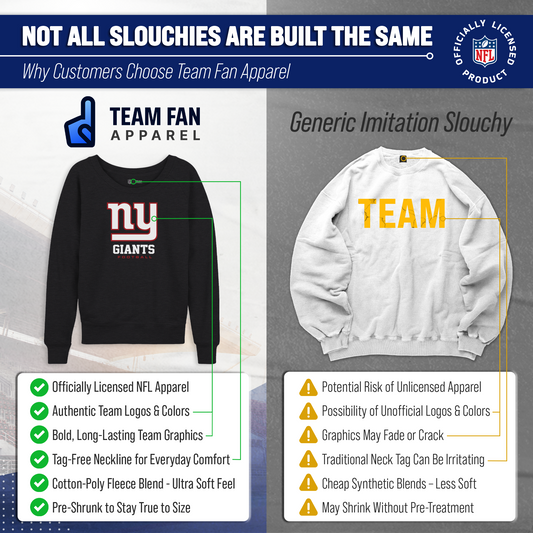 New York Giants NFL Womens Ultimate Fan French Terry Slouchy Top- Raglan Sleeves - Charcoal