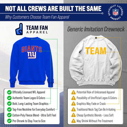 New York Giants NFL Home Team Fleece Crewneck Sweatshirt Men Women - Royal