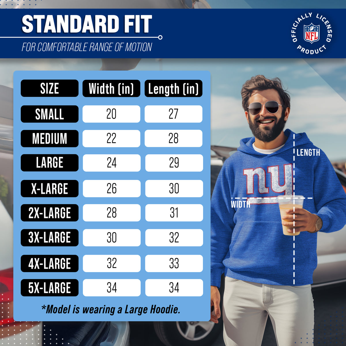 New York Giants Modern Throwback Fleece Hoodie - Blue