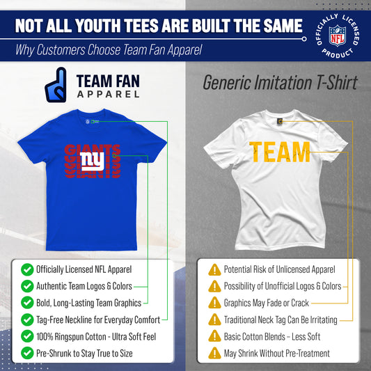 New York Giants NFL Youth Repeating Logo Football T-Shirt - Royal
