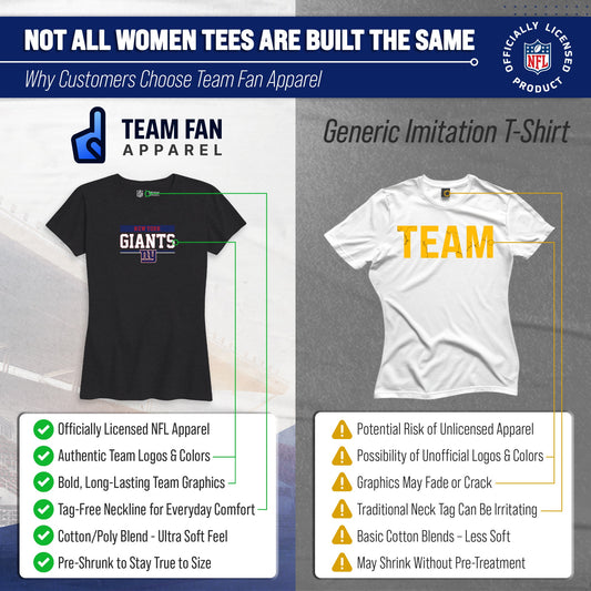 New York Giants Women's NFL Team Block Charcoal T-Shirt Tee Short Sleeve - Charcoal